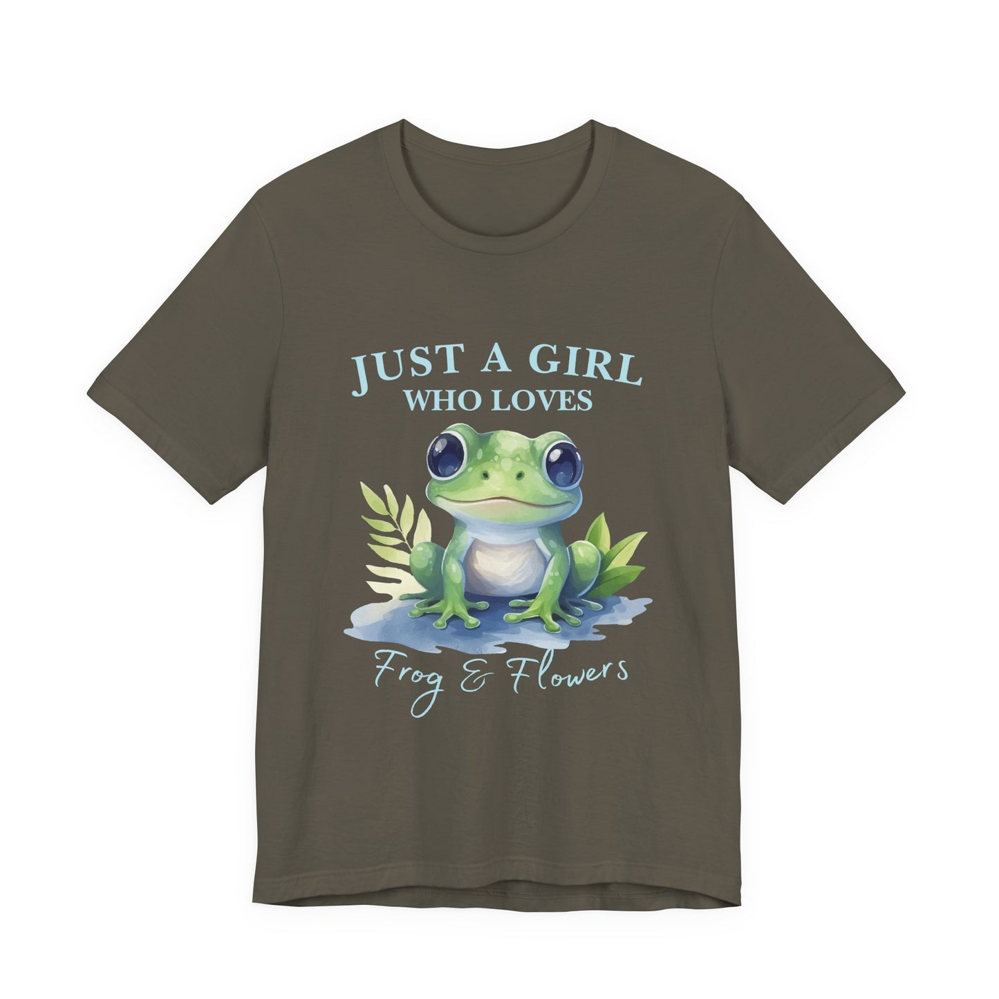 Frog Lover Tee, Just a Girl Who Loves Frog & Flowers, Cute Graphic T-Shirt, Nature Lover Gift, Spring Fashion, Animal Tee, Unique Apparel