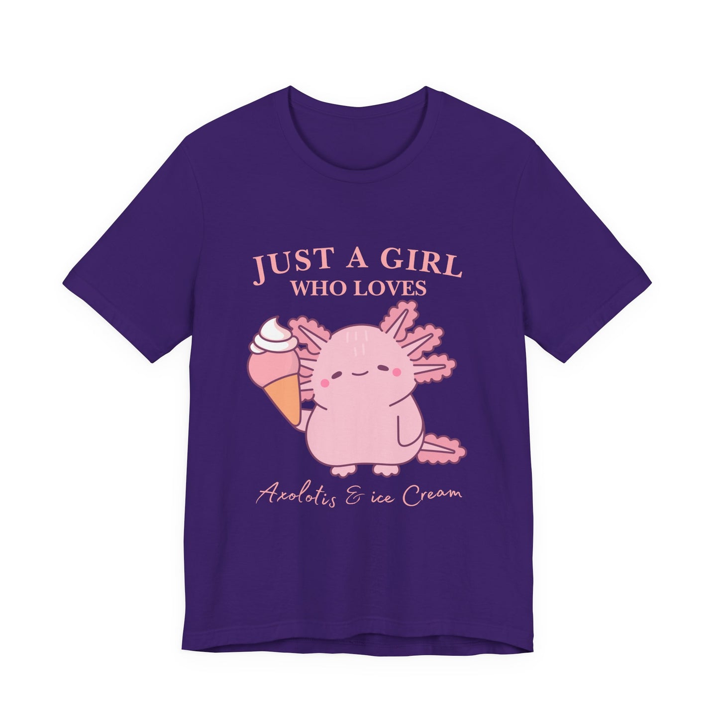 Cute Ice Cream Lover Tee, Fun T-Shirt for Girls, Gift for Ice Cream Fans, Summer Fun Shirt, Casual Everyday Wear, Axolotis T-shirt