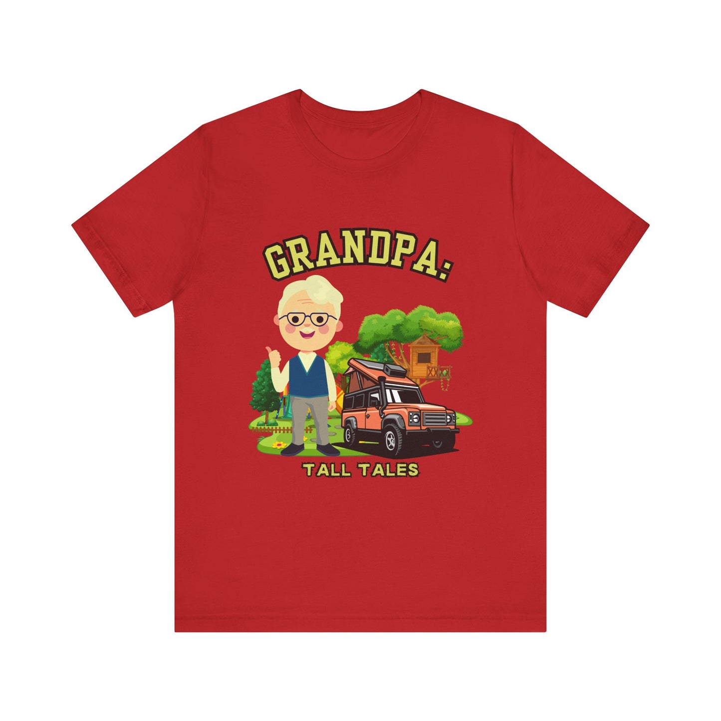 Grandpa Tall Tales Tee, Funny Grandpa Shirt, Gift for Grandpa, Family Gathering Outfit, Dad Humor T-shirt, Unisex Casual Tee