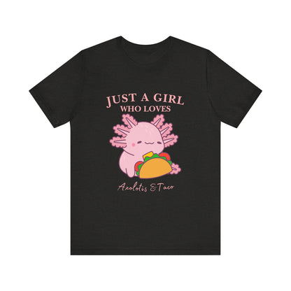 Cute Taco-Loving Axolotl Tee, Fun Graphic T-Shirt, Gift for Taco Lovers, Unisex Apparel, Cartoon Lover's Top