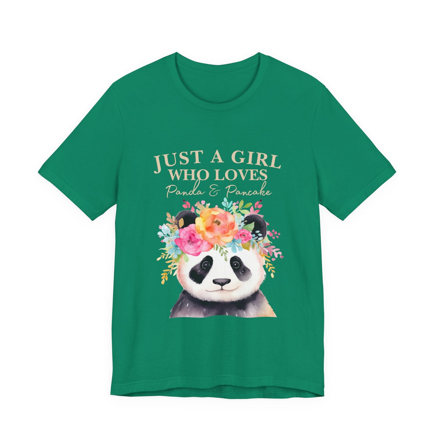 Adorable Panda Lover Tee - Just a Girl Who Loves Pandas & Pancakes, Cute Animal Shirt, Gift for Panda Fans, Casual Wear, Summer Top