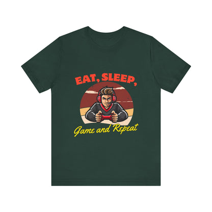 Gamer Lifestyle Tee - Eat, Sleep, Game & Repeat, Perfect for Gamers, Birthday Gift, Casual Wear, Gamer Apparel, Gaming Merchandise