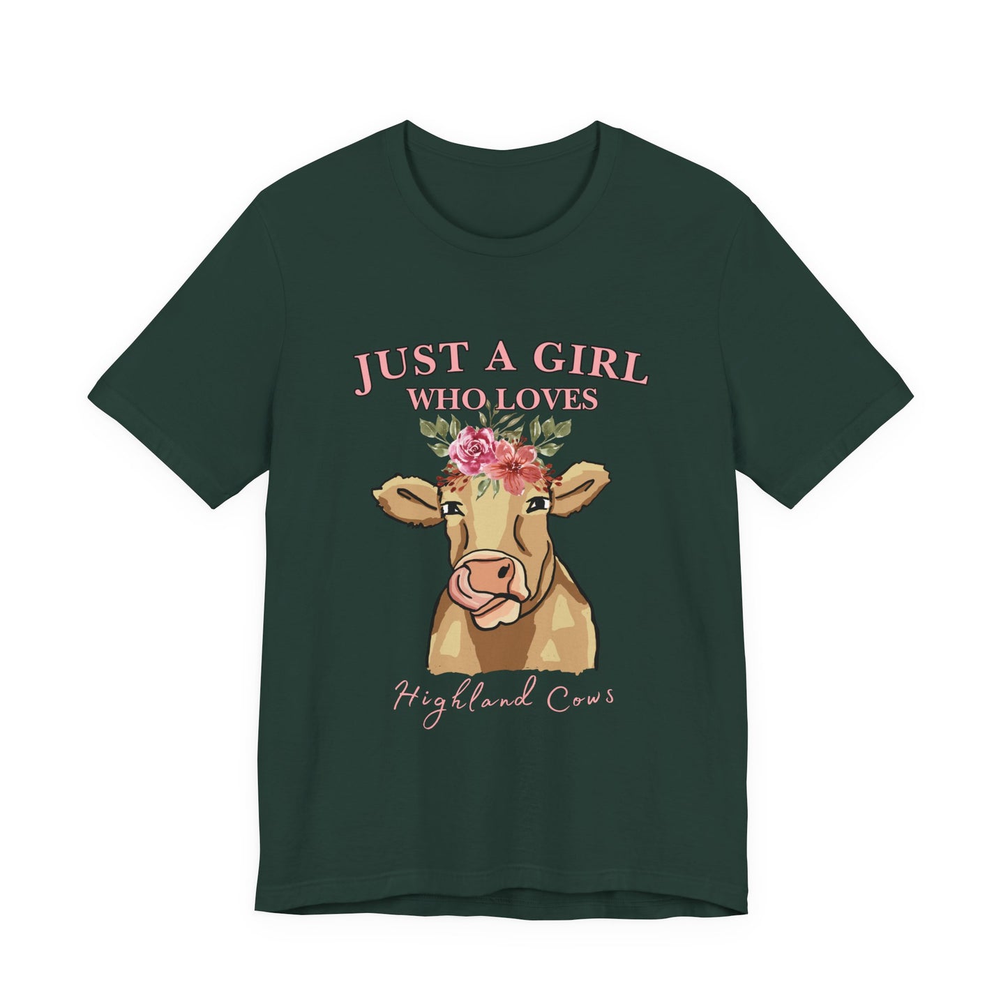 Highland Cow Lover Tee - Just a Girl Who Loves Highland Cows, Cute T-Shirt, Farmhouse Apparel, Gift for Animal Lovers, Summer Style