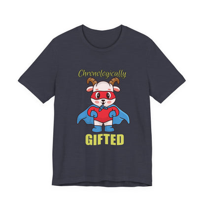 Chronologically Gifted Superhero Tee, Fun T-Shirt for Kids, Birthday Gift, Unisex Short Sleeve, Comfortable Casual Wear, Cute Pet [...]
