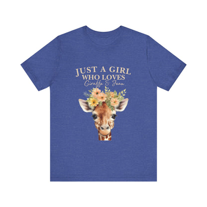 Just a Girl Who Loves Giraffes Tee, Cute Animal Lover Gift, Summer Casual Fashion, Birthday Tee, Nature Enthusiast Shirt