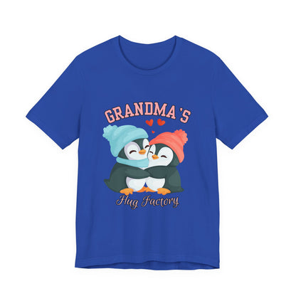 Grandma's Hug Factory T-Shirt, Cute Penguin Tee, Gift for Grandma, Family Reunion Shirt, Mother's Day Gift, Cozy Casual Wear
