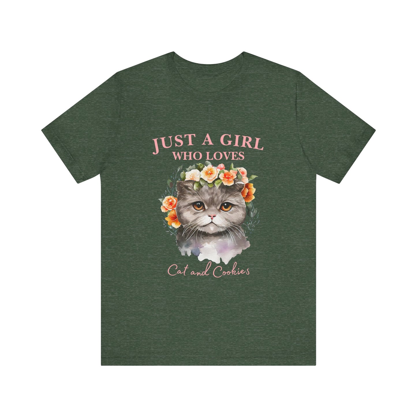 Just a Girl Who Loves Cats and Cookies Tee - Cute Cat Lover Shirt, Gift for Cat Moms, Funny Pet Apparel, Birthday Gift, Relaxed Fit T-Shirt