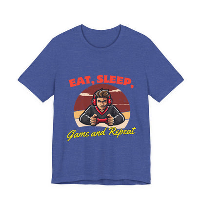 Gamer Lifestyle Tee - Eat, Sleep, Game & Repeat, Perfect for Gamers, Birthday Gift, Casual Wear, Gamer Apparel, Gaming Merchandise