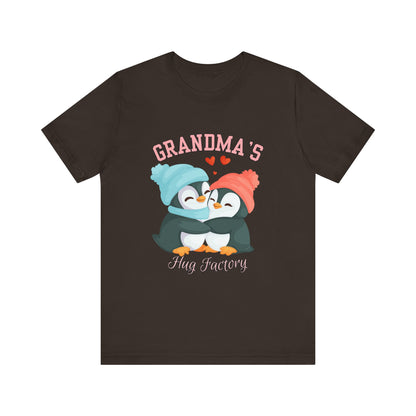 Grandma's Hug Factory T-Shirt, Cute Penguin Tee, Gift for Grandma, Family Reunion Shirt, Mother's Day Gift, Cozy Casual Wear