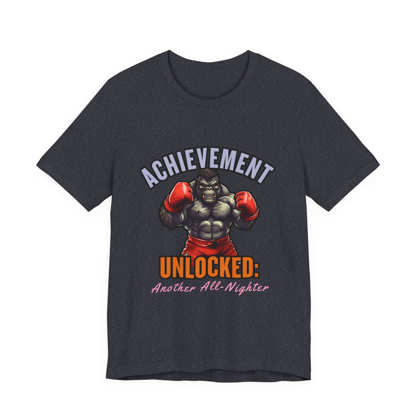 Achievement Unlocked Short Sleeve Tee, Gaming Shirt, Funny Tee, Birthday Gift, Casual Wear, All-Nighter Tee