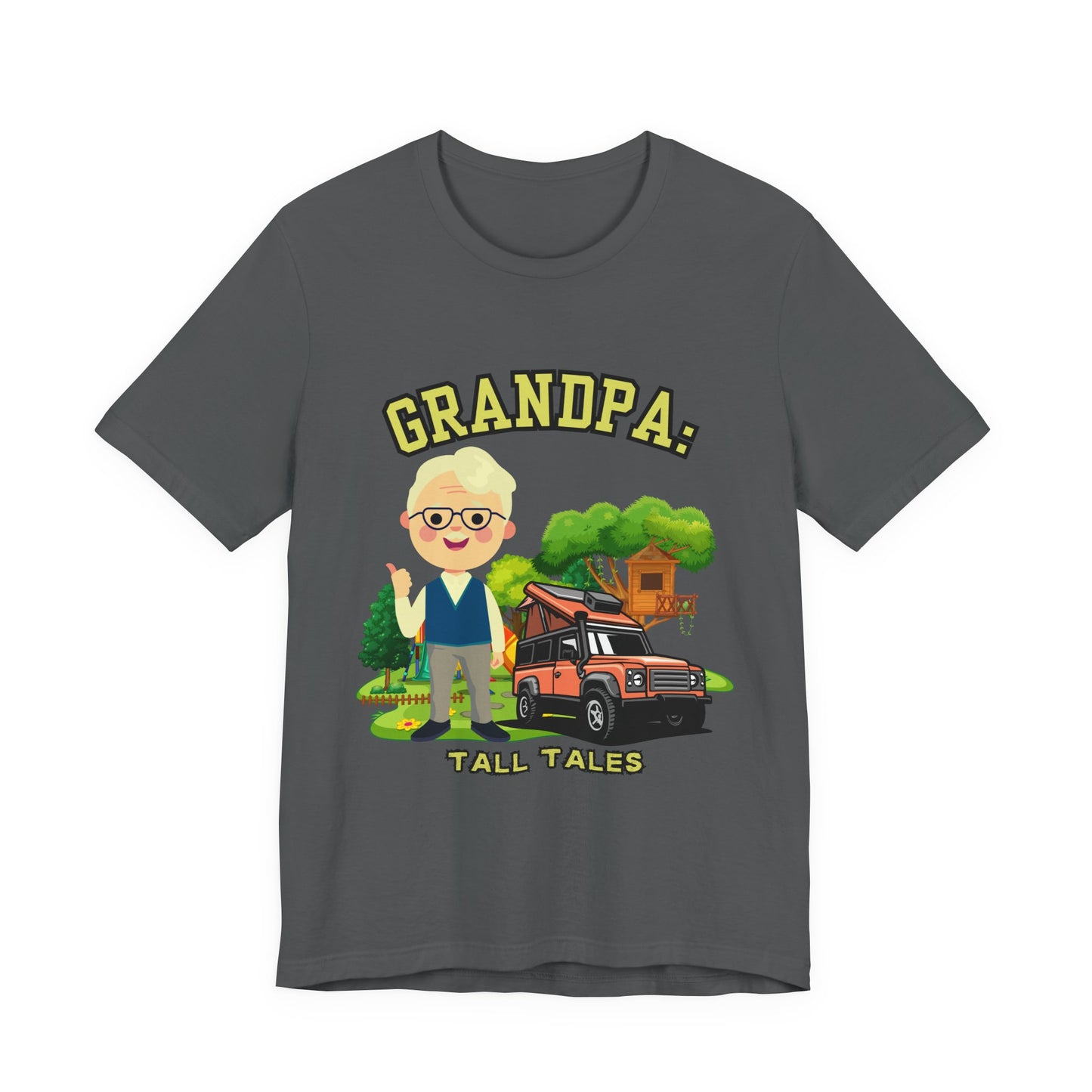 Grandpa Tall Tales Tee, Funny Grandpa Shirt, Gift for Grandpa, Family Gathering Outfit, Dad Humor T-shirt, Unisex Casual Tee