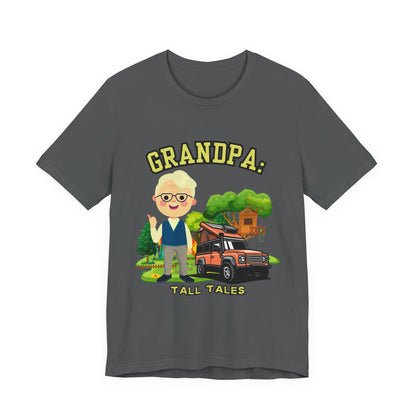 Grandpa Tall Tales Tee, Funny Grandpa Shirt, Gift for Grandpa, Family Gathering Outfit, Dad Humor T-shirt, Unisex Casual Tee