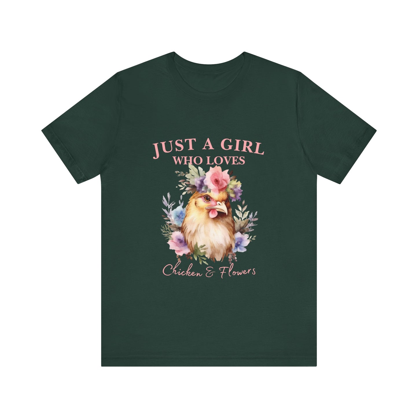 Just a Girl Who Loves Chickens Tee, Funny Farm Animal Shirt, Floral Graphic Tee, Gift for Chicken Lovers, Farmhouse Fashion
