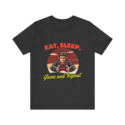 Gamer Lifestyle Tee - Eat, Sleep, Game & Repeat, Perfect for Gamers, Birthday Gift, Casual Wear, Gamer Apparel, Gaming Merchandise