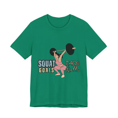 Squat Goals Unisex Jersey Tee, Funny Workout Shirt, Fitness Gift, Gym Apparel, Weightlifting Top, Motivational Tee
