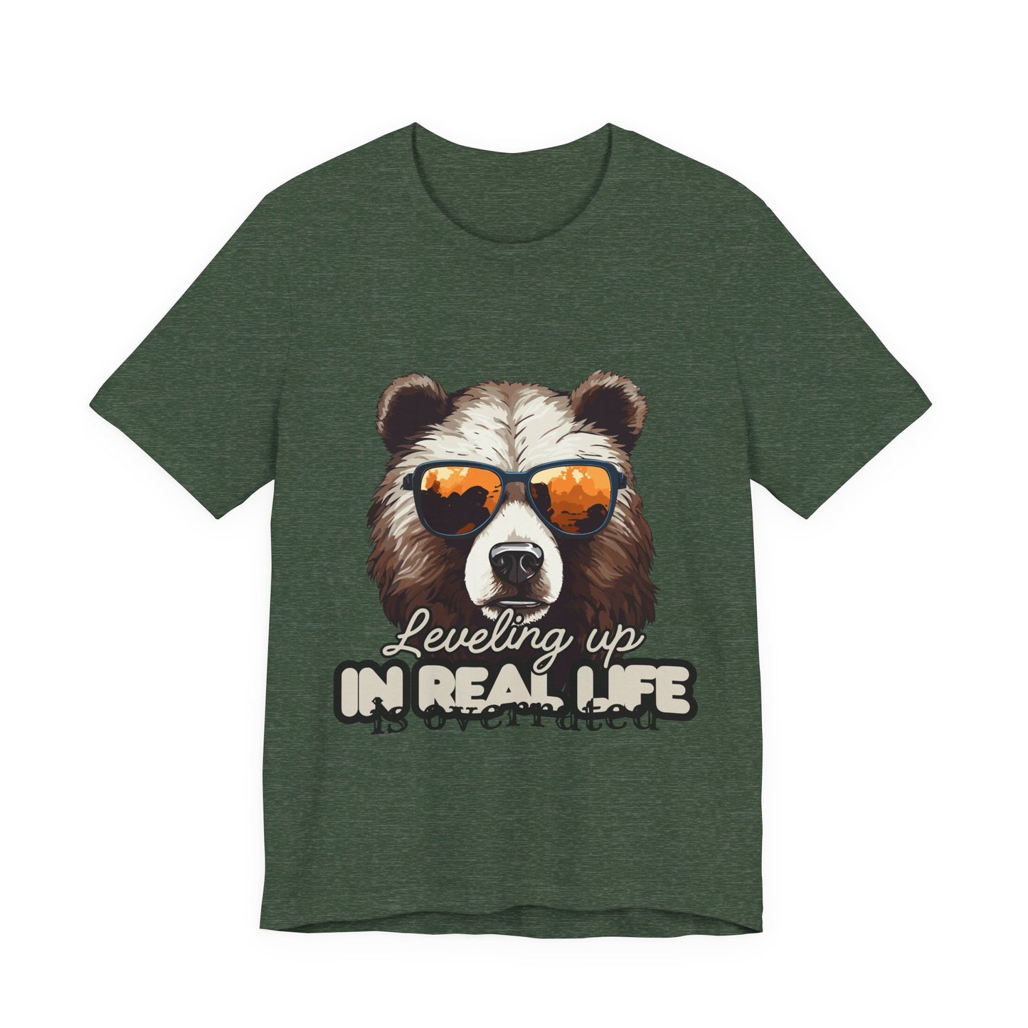 Cool Bear Graphic Tee, Leveling Up in Real Life, Funny T-Shirt for Nature Lovers, Gift for Birthday, Summer Wardrobe, Casual Wear