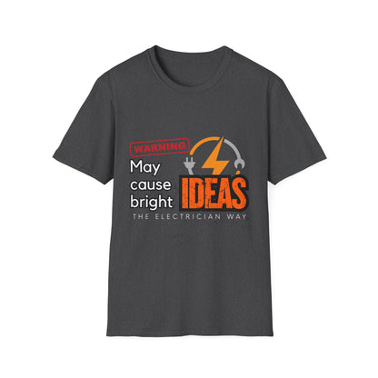 Electrian Warning T-Shirt - May Cause Bright Ideas, Funny Tee, Gift for Creatives, Unisex Apparel, Ideal for Birthdays
