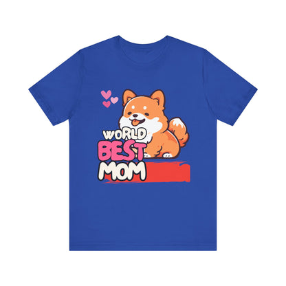 World's Best Mom Tee - Unisex Jersey Short Sleeve Shirt, Gift for Mother's Day, Cute Dog Design, Perfect for Moms, Gifts for Her