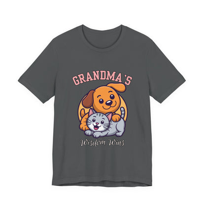 Grandma's Pet Love Tee - Cute Cat and Dog Design, Perfect Gift for Grandparents, Animal Lovers, Birthday, Family Gatherings, Casual Wear