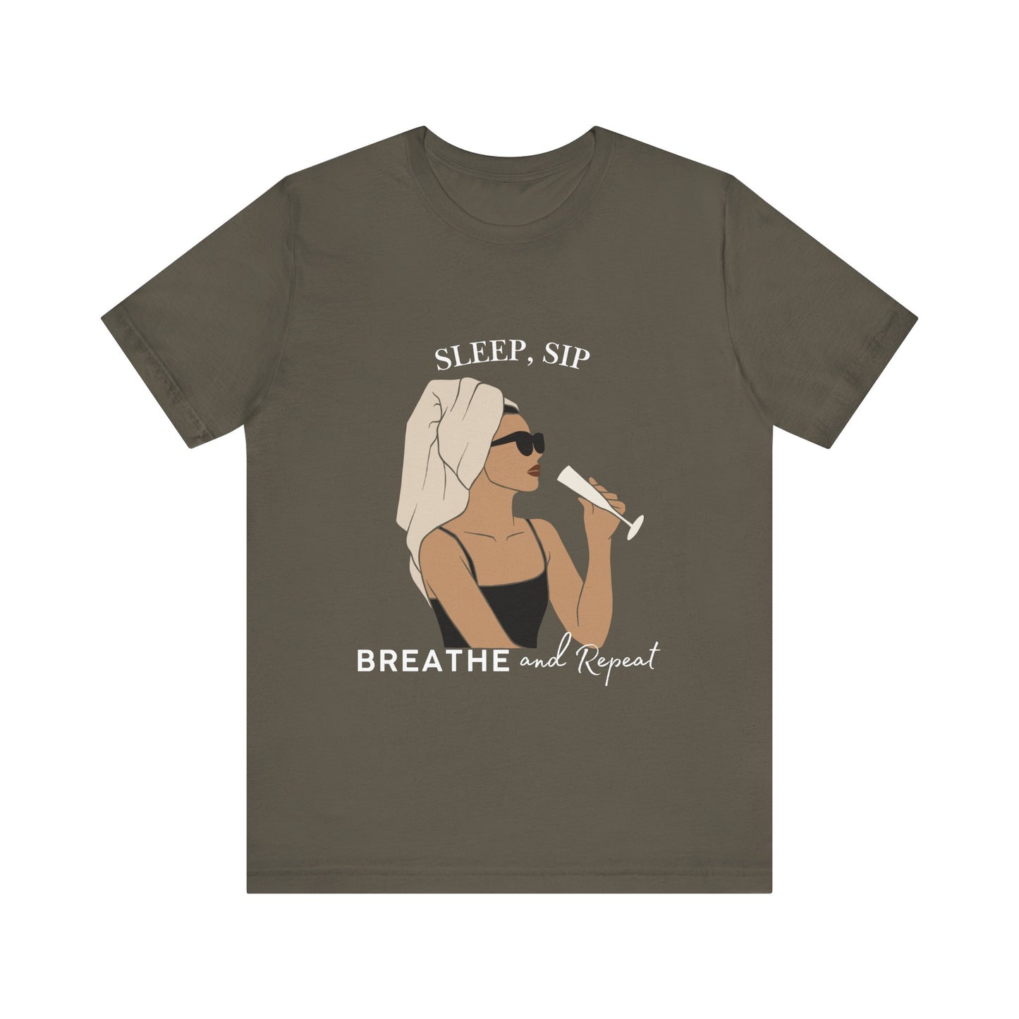 Chic Sleep Sip Tee featuring 'Sleep, Sip, Breathe and Repeat' | Relaxed Summer Vibes, Gift for Her, Trendy Fashion Top, Casual [...]