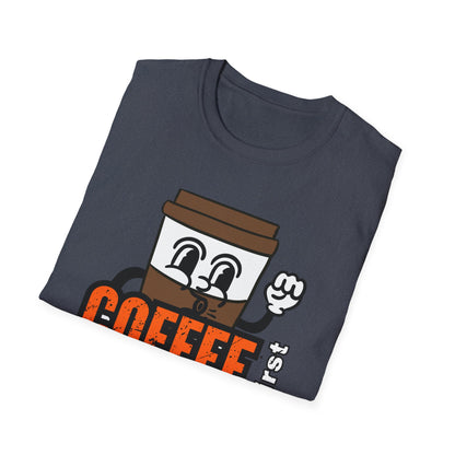 Coffee First Circuits Second Cartoon Unisex T-Shirt, Funny Coffee Tee, Gift for Engineers, Electrician T-shirt