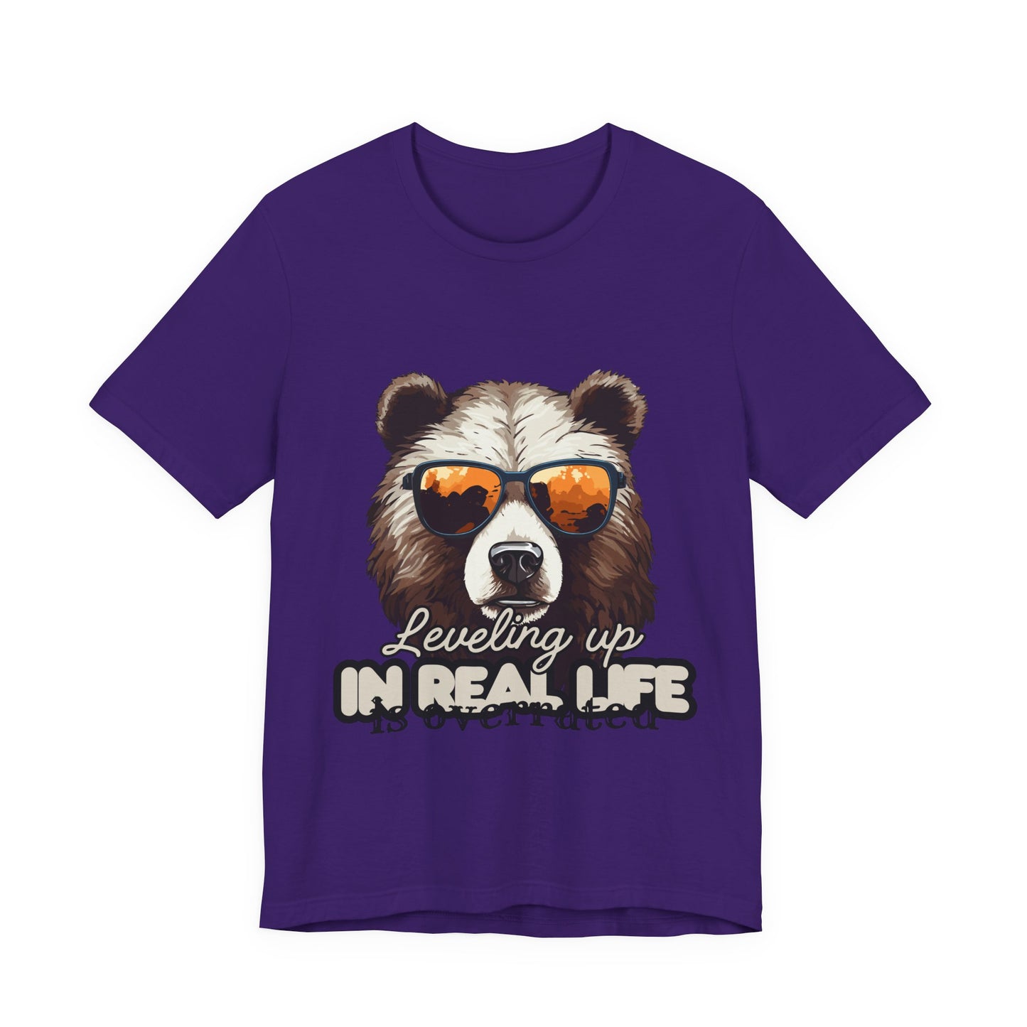 Cool Bear Graphic Tee, Leveling Up in Real Life, Funny T-Shirt for Nature Lovers, Gift for Birthday, Summer Wardrobe, Casual Wear