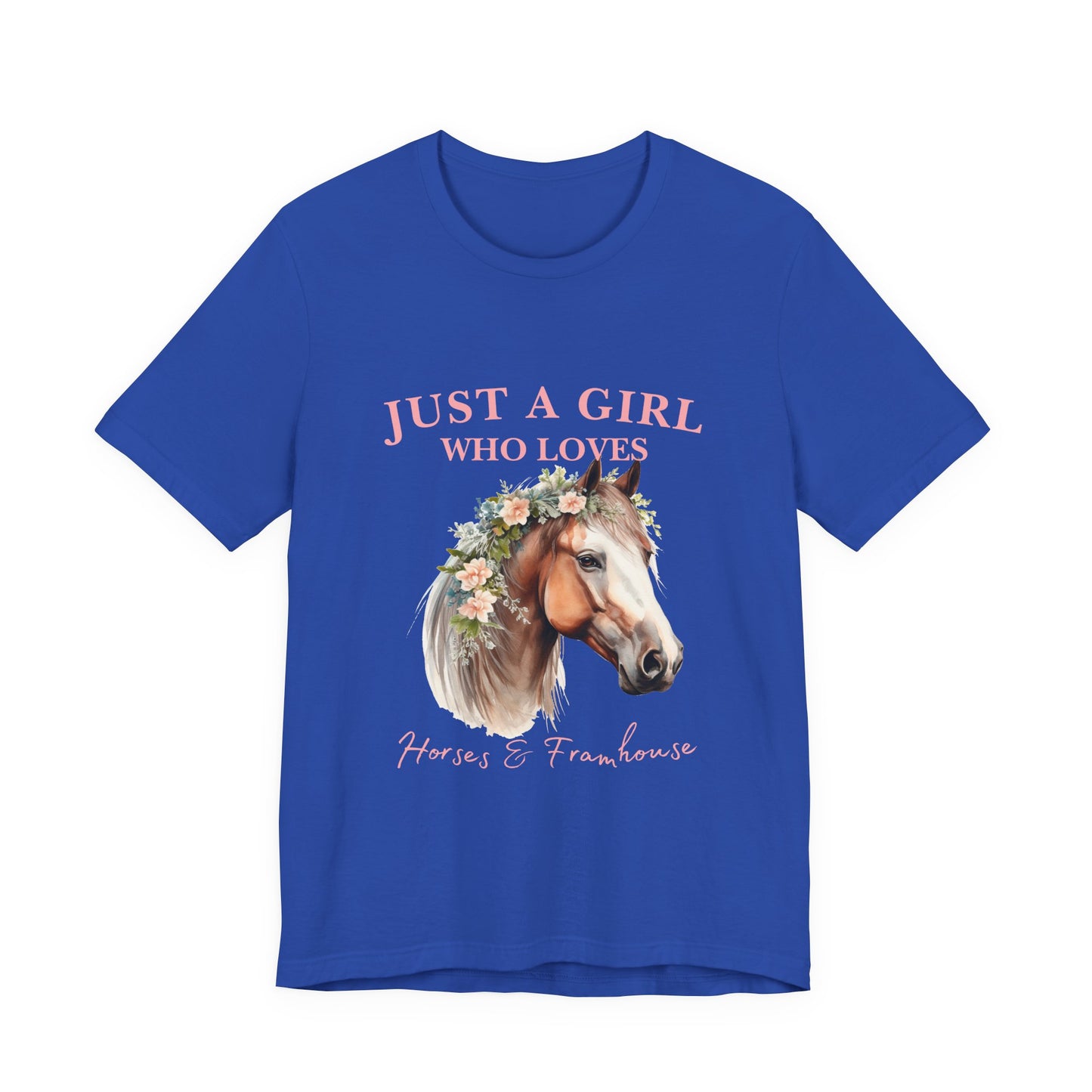 Just a Girl Who Loves Horses Jersey Tee | Equestrian Gift | Horse Lover T-Shirt | Floral Graphic Tee | Birthday Gift