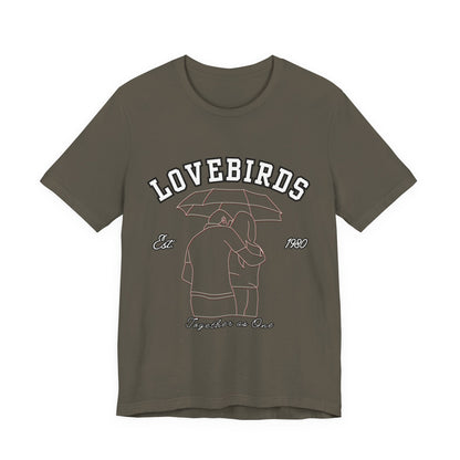Lovebirds Unisex T-Shirt, Romantic Tee for Couples, Anniversary Gift, Valentine's Day Apparel, Gift for Her/Him, Cute Casual Wear