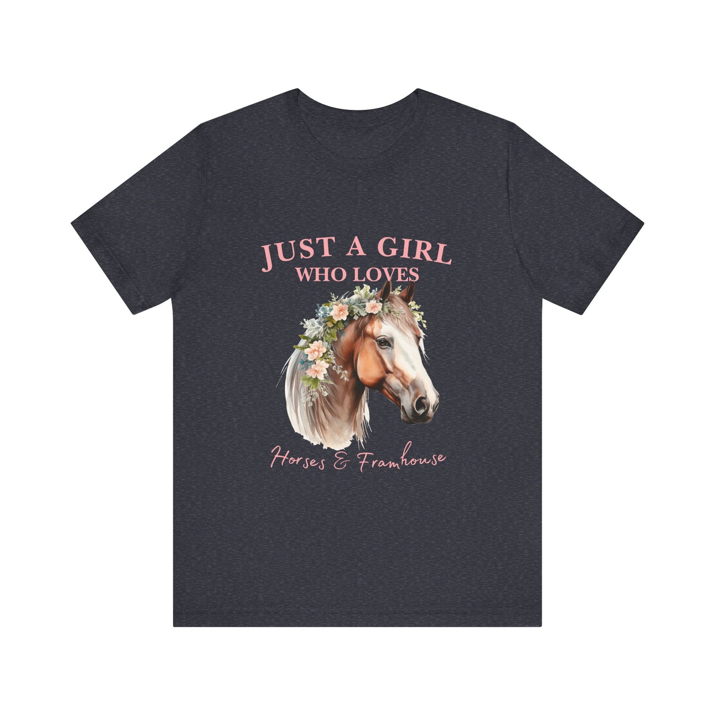 Just a Girl Who Loves Horses Jersey Tee | Equestrian Gift | Horse Lover T-Shirt | Floral Graphic Tee | Birthday Gift