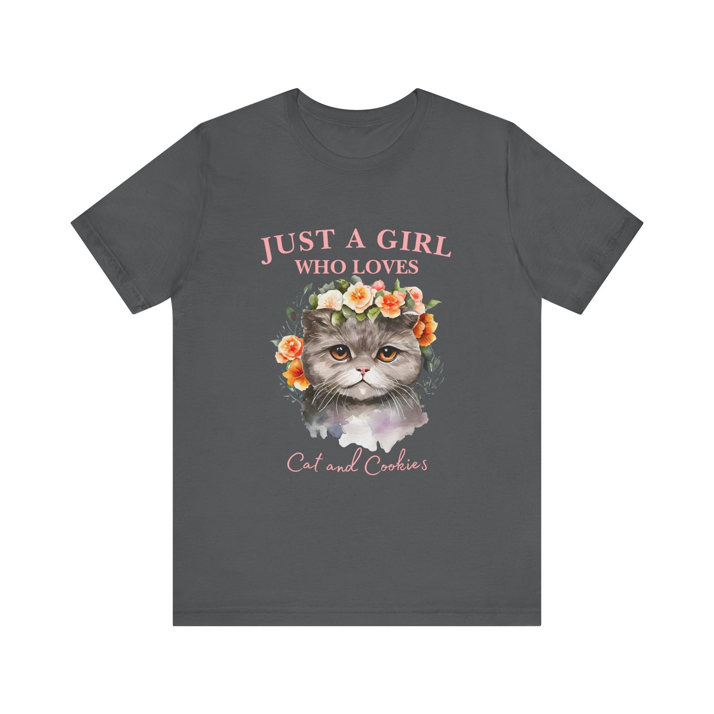 Just a Girl Who Loves Cats and Cookies Tee - Cute Cat Lover Shirt, Gift for Cat Moms, Funny Pet Apparel, Birthday Gift, Relaxed Fit T-Shirt