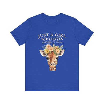 Just a Girl Who Loves Giraffes Tee, Cute Animal Lover Gift, Summer Casual Fashion, Birthday Tee, Nature Enthusiast Shirt
