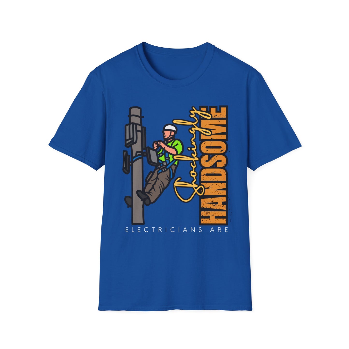 Handsome Lineman T-Shirt, Unisex Softstyle Tee, Great for Gifts, Work Apparel, Casual Wear, Electrician T-shirt, Gift for Electrician