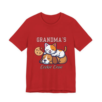 Cute Cat & Dog Grandma's Cookie Crew Tee - Pet Lovers Shirt, Animal Lover Gift, Funny Cat Tee, Family Reunion, Birthday Gift