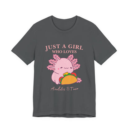 Cute Taco-Loving Axolotl Tee, Fun Graphic T-Shirt, Gift for Taco Lovers, Unisex Apparel, Cartoon Lover's Top