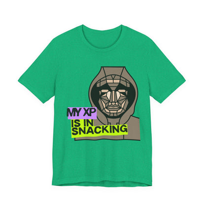 Snack Gaming Short Sleeve Tee, Funny Gamer T-Shirt, Gift for Gamers, Casual Wear, Snack Lover Tee, Unique Graphic Tee