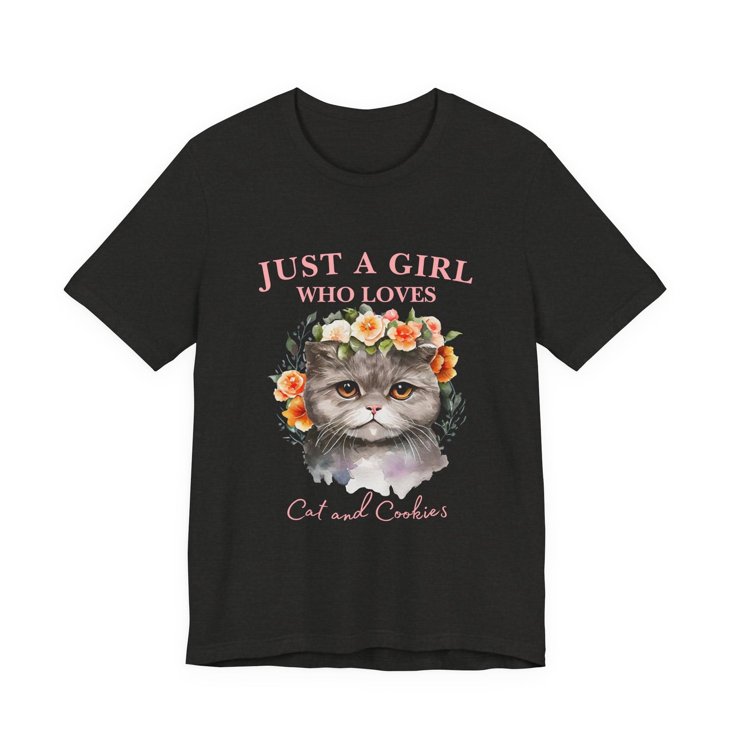 Just a Girl Who Loves Cats and Cookies Tee - Cute Cat Lover Shirt, Gift for Cat Moms, Funny Pet Apparel, Birthday Gift, Relaxed Fit T-Shirt