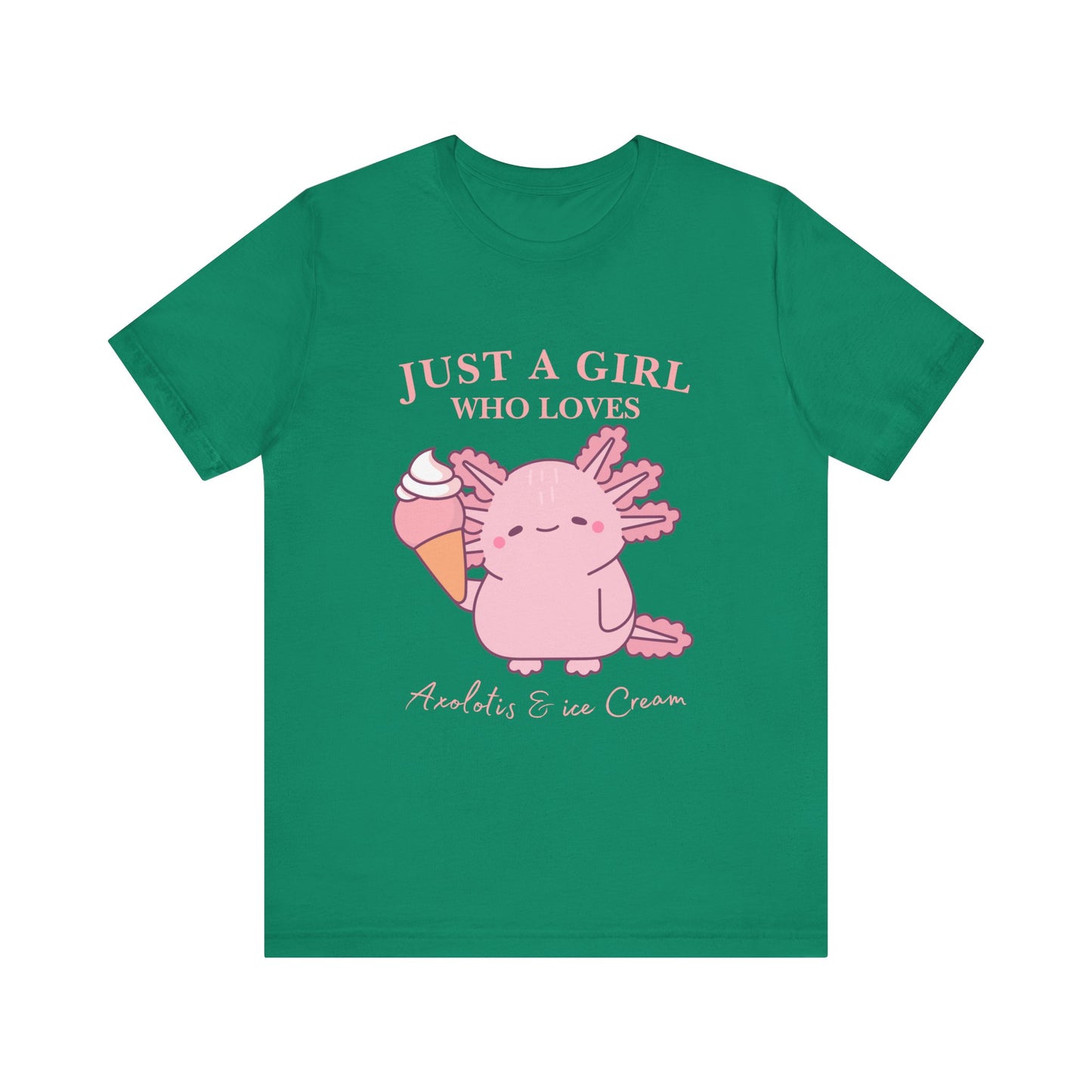 Cute Ice Cream Lover Tee, Fun T-Shirt for Girls, Gift for Ice Cream Fans, Summer Fun Shirt, Casual Everyday Wear, Axolotis T-shirt