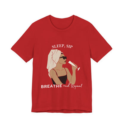 Chic Sleep Sip Tee featuring 'Sleep, Sip, Breathe and Repeat' | Relaxed Summer Vibes, Gift for Her, Trendy Fashion Top, Casual [...]