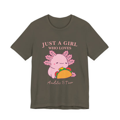 Cute Taco-Loving Axolotl Tee, Fun Graphic T-Shirt, Gift for Taco Lovers, Unisex Apparel, Cartoon Lover's Top