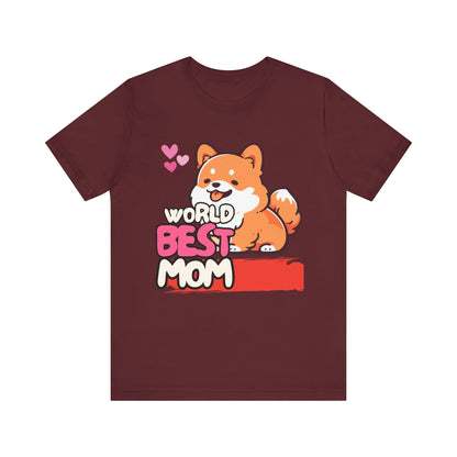 World's Best Mom Tee - Unisex Jersey Short Sleeve Shirt, Gift for Mother's Day, Cute Dog Design, Perfect for Moms, Gifts for Her