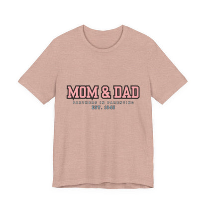 Mom & Dad Partner in Parenting Tee, Family Matching Tee, Parent T-Shirt, Gift for New Parents, Cute Family Shirt, Unisex Graphic Tee