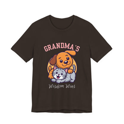 Grandma's Pet Love Tee - Cute Cat and Dog Design, Perfect Gift for Grandparents, Animal Lovers, Birthday, Family Gatherings, Casual Wear