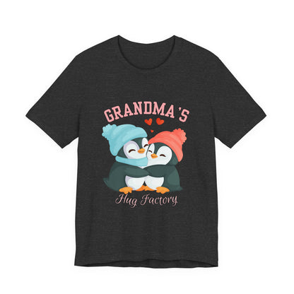 Grandma's Hug Factory T-Shirt, Cute Penguin Tee, Gift for Grandma, Family Reunion Shirt, Mother's Day Gift, Cozy Casual Wear