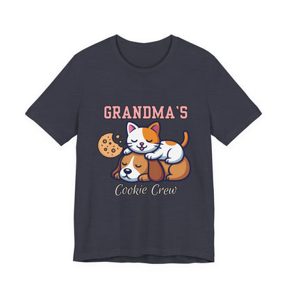 Cute Cat & Dog Grandma's Cookie Crew Tee - Pet Lovers Shirt, Animal Lover Gift, Funny Cat Tee, Family Reunion, Birthday Gift