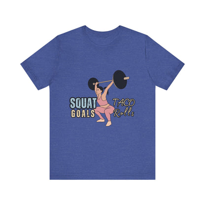 Squat Goals Unisex Jersey Tee, Funny Workout Shirt, Fitness Gift, Gym Apparel, Weightlifting Top, Motivational Tee