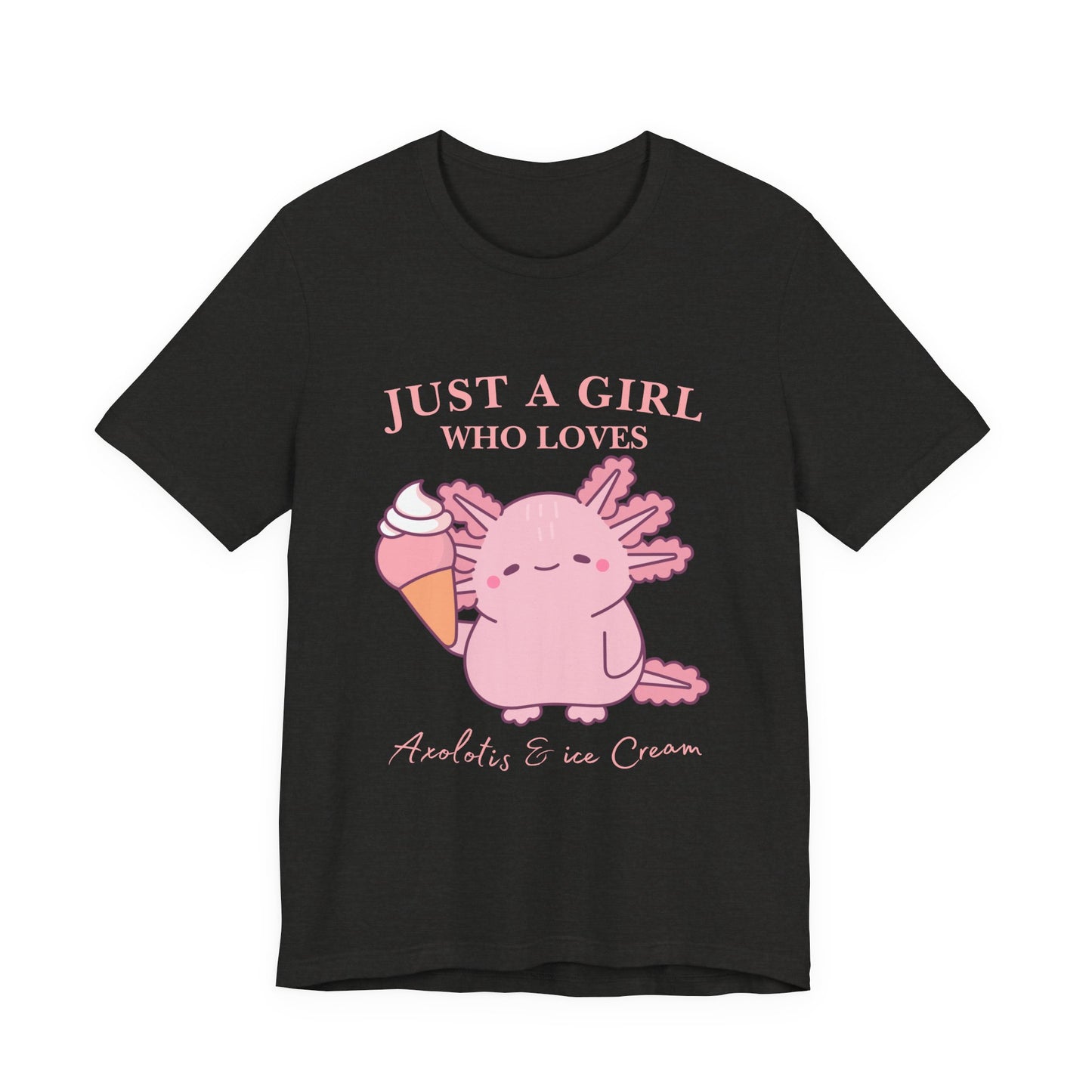 Cute Ice Cream Lover Tee, Fun T-Shirt for Girls, Gift for Ice Cream Fans, Summer Fun Shirt, Casual Everyday Wear, Axolotis T-shirt