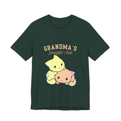 Grandma's Snuggle Club Tee, Cozy Gift for Grandma, Cute Cat Graphic Shirt, Family Gathering Outfit, Birthday Gift for Grandma