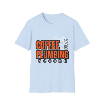 Coffee Plumbing Unisex Softstyle T-Shirt, Funny Coffee Lover Gift, DIY Plumbing Humor Tee, Casual Wear, Everyday Comfort