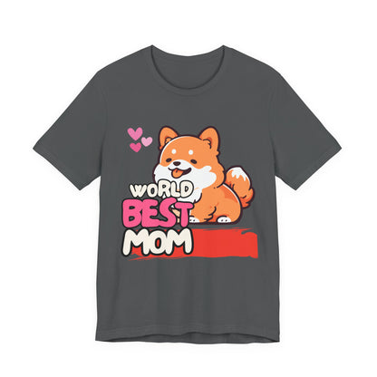World's Best Mom Tee - Unisex Jersey Short Sleeve Shirt, Gift for Mother's Day, Cute Dog Design, Perfect for Moms, Gifts for Her