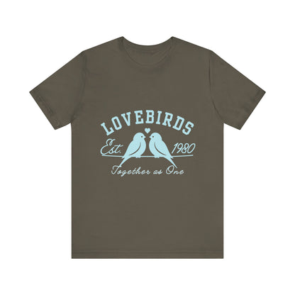 Lovebirds Together as One Tee - Unisex Jersey Short Sleeve Shirt, Couple Gift, Anniversary Shirt, Bird Lover Tee, Matching Tee